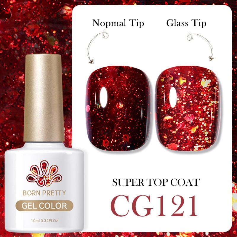 Red Glitter Sequins Color Gel Polish CG121 10ml Gel Nail Polish BORN PRETTY 