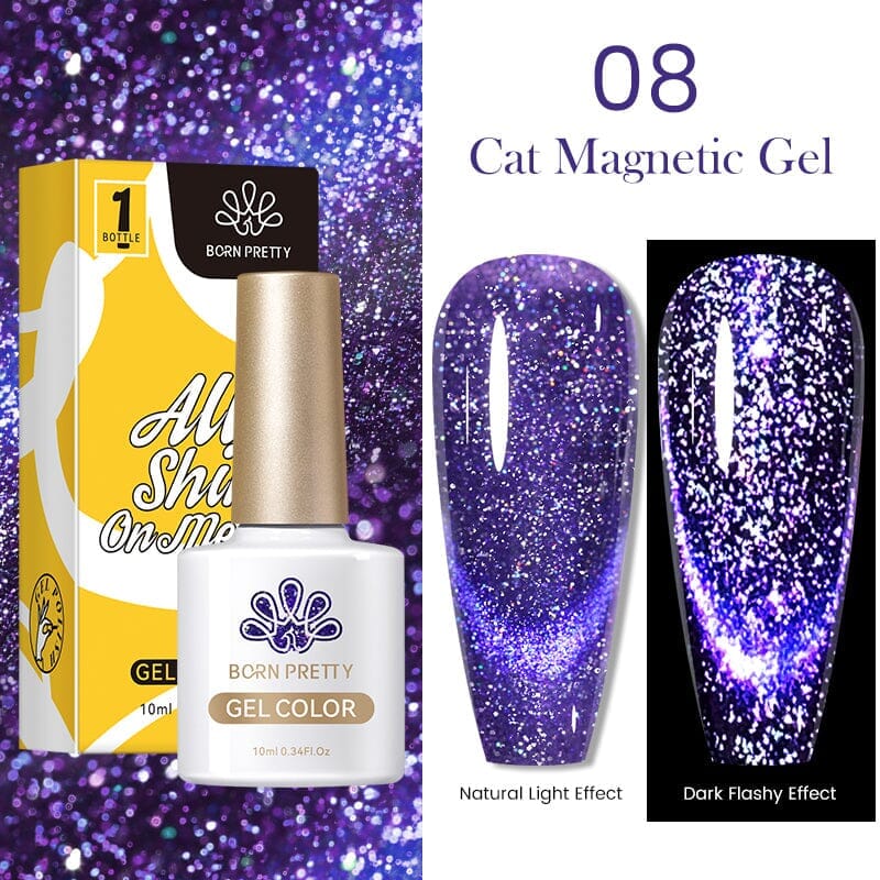 8 Colors Reflective Cat Magnetic Gel 10ml Gel Nail Polish BORN PRETTY 