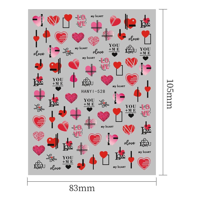 Valentine's Day Patterns Nail Sticker Heart Love Nail Designs HANYI-539 Nail Sticker No Brand 