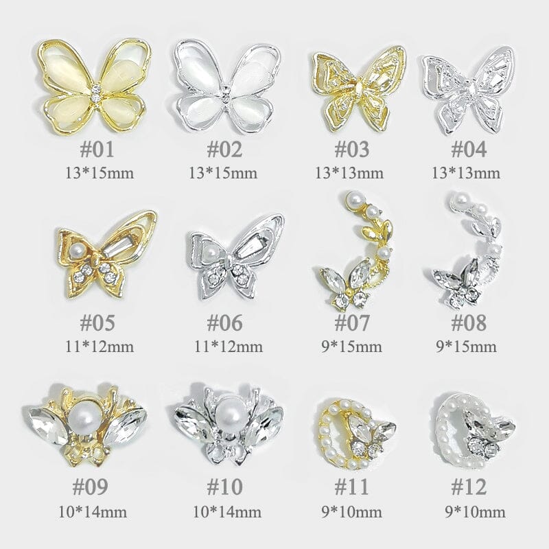 Butterfly Opal Pearly Alloy Nail Decoration Nail Decoration BORN PRETTY 12 Colors 