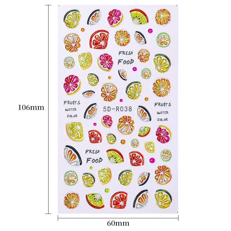 Fruit Flower Butterfly 5D Nail Stickers Nail Sticker No Brand 