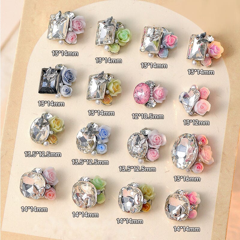 Handmade Rose Pearl Metal Crystal Nail Charms Nail Decoration No Brand 