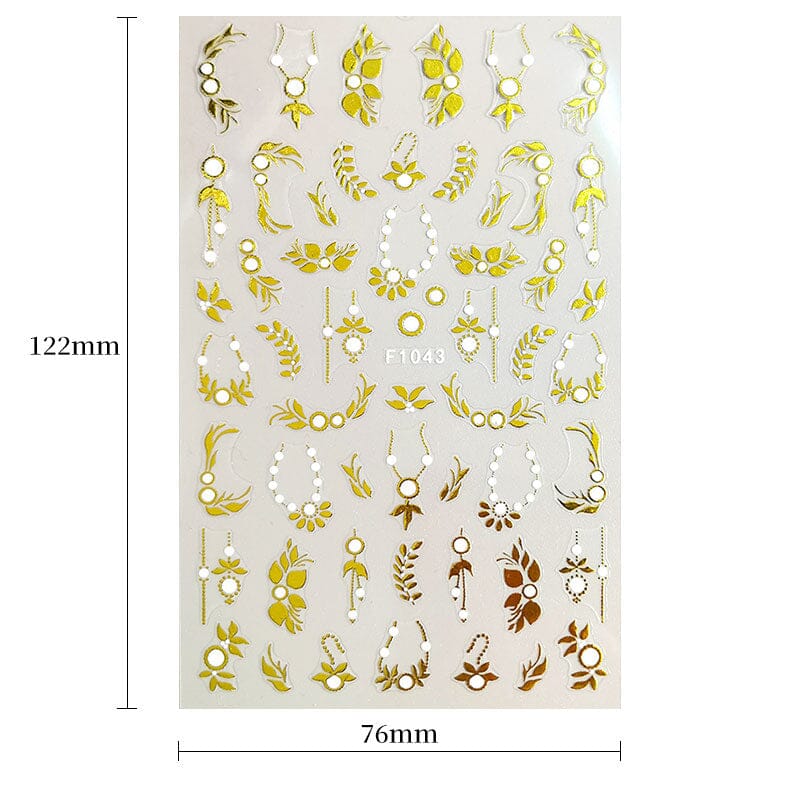 Golden Color Flowers 3D Nail Stickers Nail Sticker No Brand 