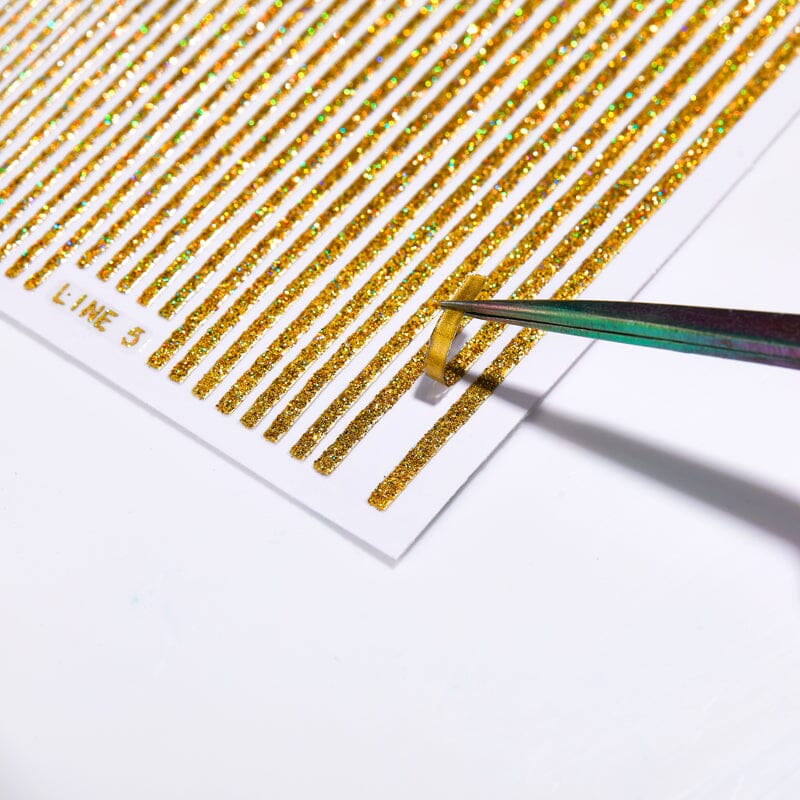 Gold Glitter Line Nail Sticker DIY Nails BORN PRETTY 