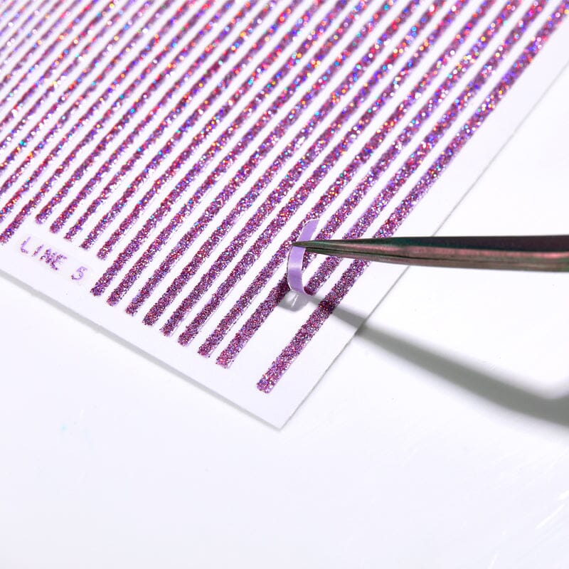 Purple Glitter Line Nail Sticker DIY Nails BORN PRETTY 
