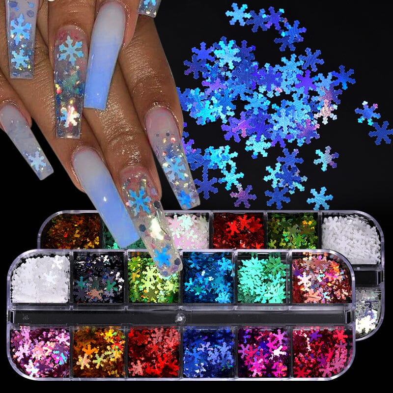 12 Colors Snowflakes Nail Sequins in Box Kits & Bundles BORN PRETTY 
