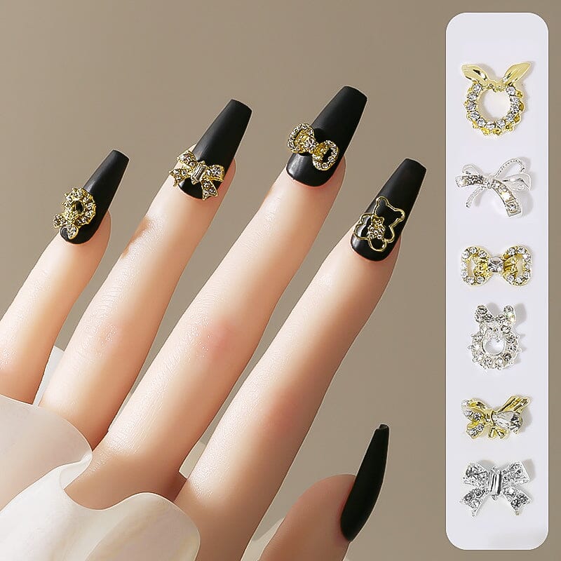 Silver Gold Bowknot Butterfly Rhinestones 3D Nail Decoration Nail Decoration BORN PRETTY 