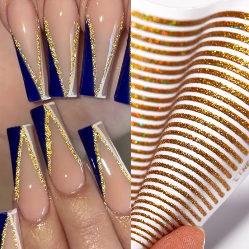 Gold Glitter Line Nail Sticker DIY Nails BORN PRETTY 