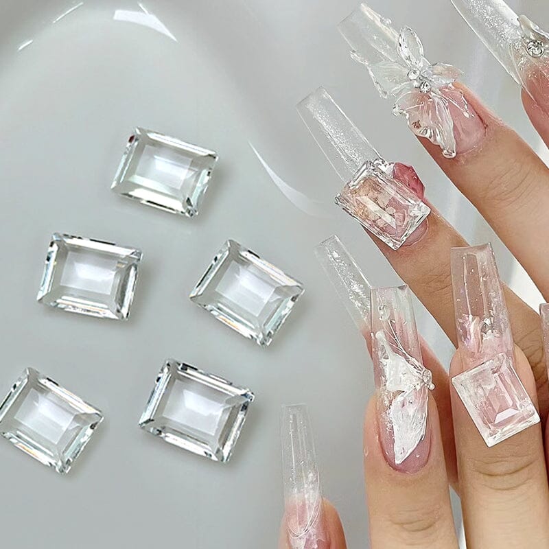 10pcs Rectangular Sugar Cube Rhinestones Nail Art Decoration Nail Decoration No Brand 