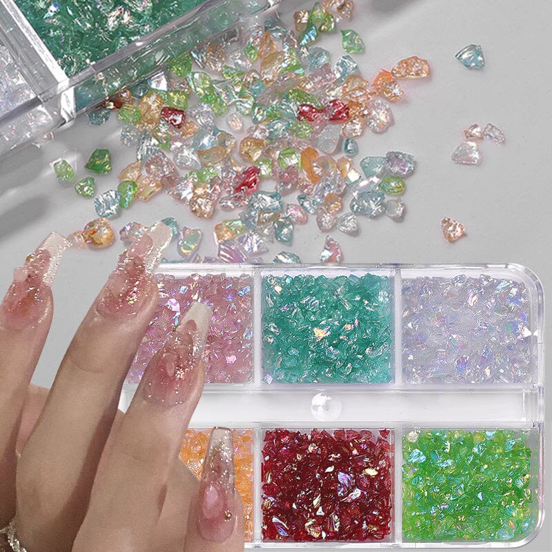 6 Grids Mixed Color Ice Transparent Nail Decorations Nail Decoration No Brand 