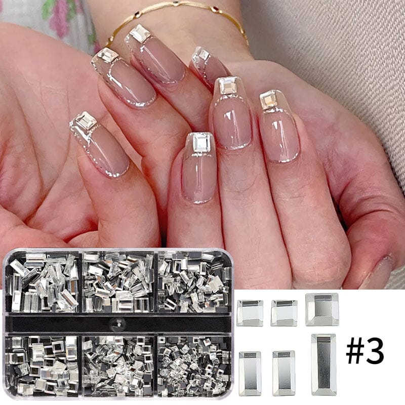 6 Grids Sharp Bottomed Rhinestones 3D Nail Decoration Nail Decoration No Brand 