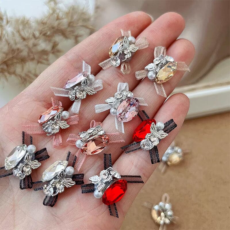 Sparkling Handmade Butterfly Lace Nail Crystal Pile Rhinestones Nail Decoration No Brand 