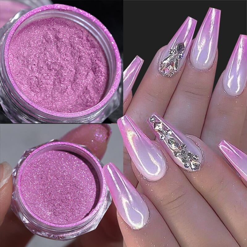 Pink Gradient Auroras Pearl Nail Powder #03 Nail Powder No Brand 