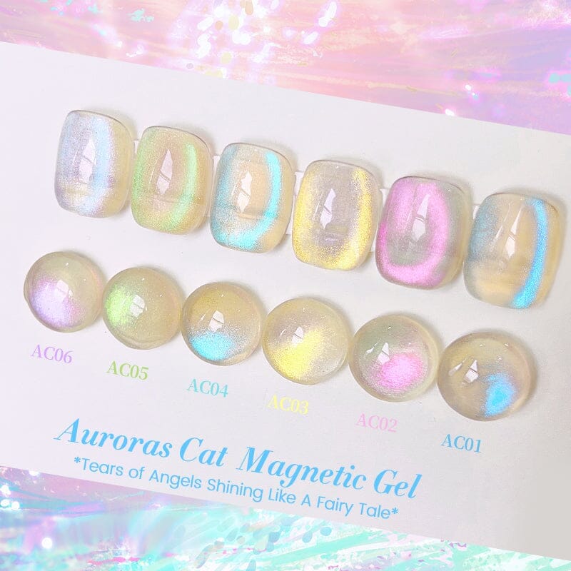 6 Colors Auroras Cat Magnetic Gel 10ml with Strong Magnetic Stick Gel Nail Polish BORN PRETTY 