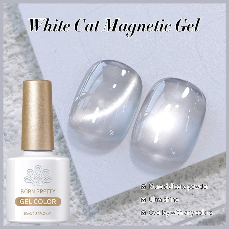 2 Bottles White Cat Magnetic Gel & Jelly Gel Set Gel Nail Polish BORN PRETTY 