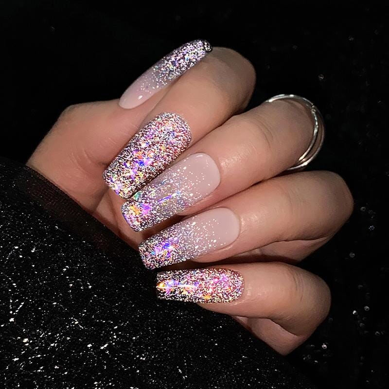 Reflective Glitter nail  Nail designs, Nails design with rhinestones,  Glitter nails