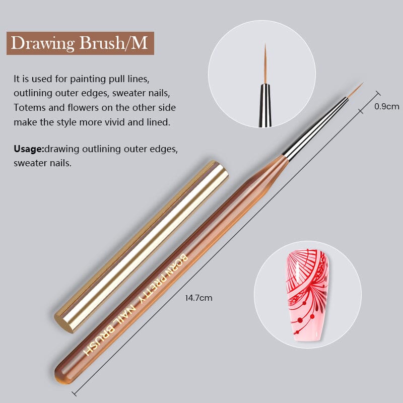 5Pcs Gel Nail Brush Set Nail Art Design Brushes for Color UV Builder Gel  Brush | eBay