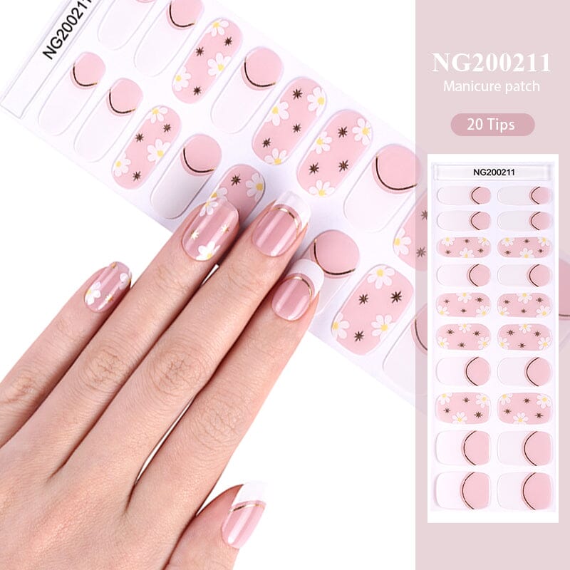 20 Tips Semi Cured Gel Nail Strips Nail Sticker BORN PRETTY NG200211 