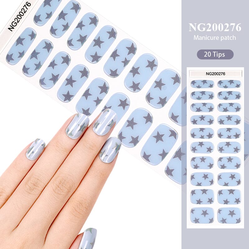 20 Tips Semi Cured Gel Nail Strips Nail Sticker BORN PRETTY NG200276 