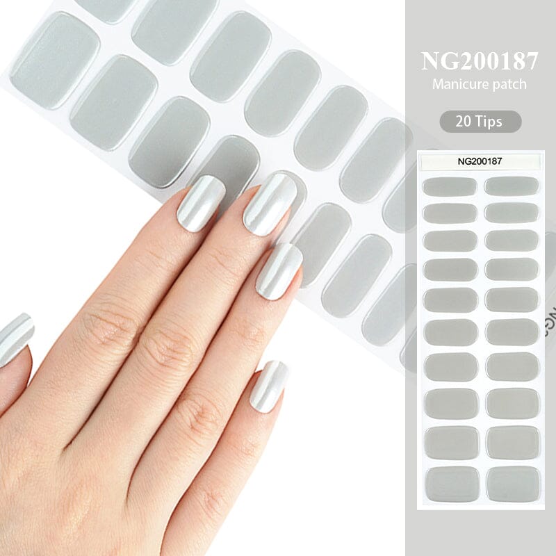 20 Tips Semi Cured Gel Nail Strips Nail Sticker BORN PRETTY NG200187 