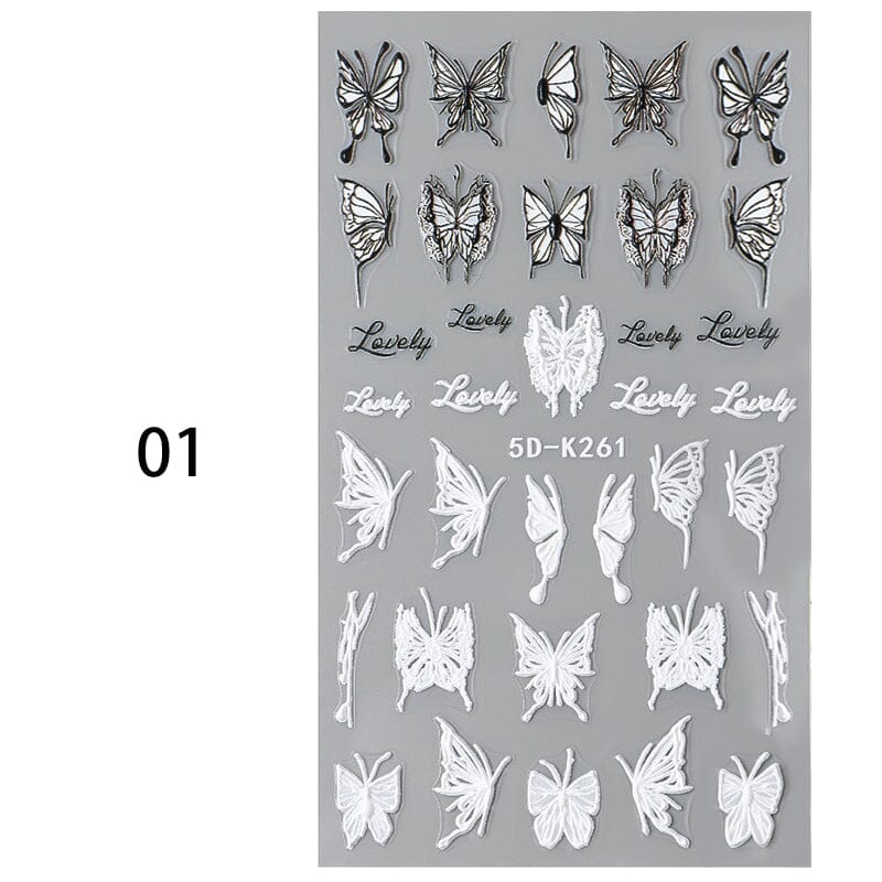 Butterfly Christmas 5D Nail Sticker Nail Sticker BORN PRETTY 01 