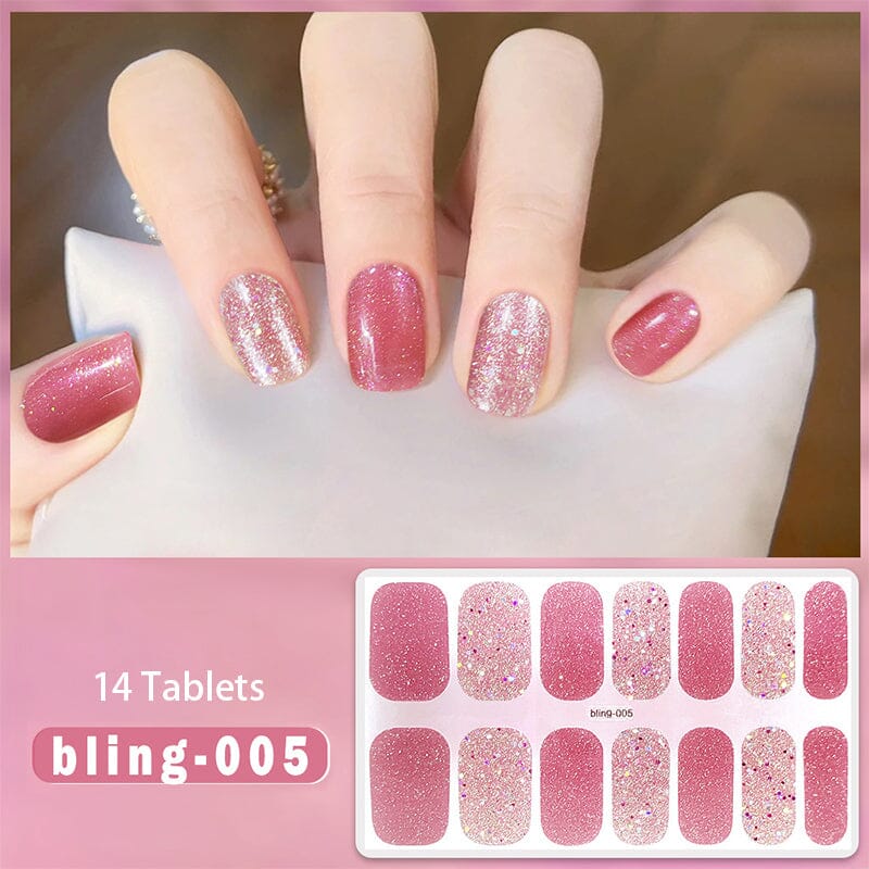 14 Strips Glitter Gel Nail Strips Full Cover Nail Stickers Nail Sticker No Brand bling-005 