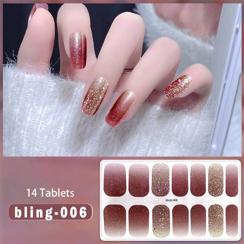 14 Strips Glitter Gel Nail Strips Full Cover Nail Stickers Nail Sticker No Brand bling-006 