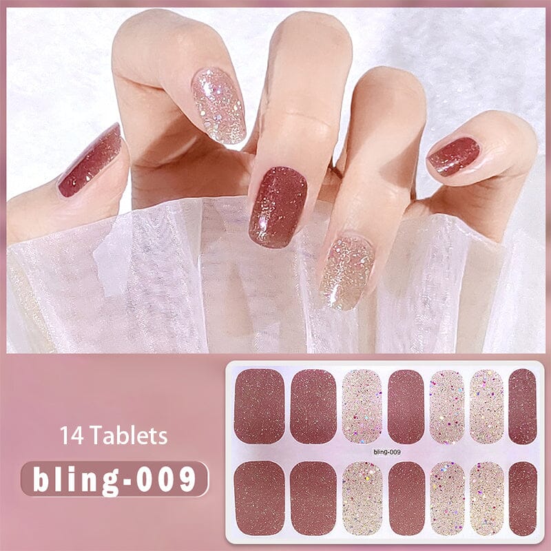 14 Strips Glitter Gel Nail Strips Full Cover Nail Stickers Nail Sticker No Brand bling-009 