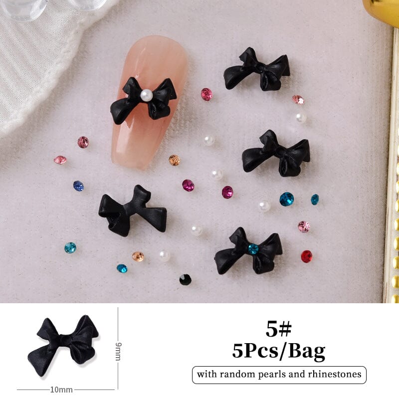 5pcs Bowknot 3D Decoration with Pearls and Rhinestones Nail Decoration BORN PRETTY 05 