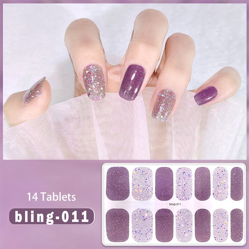 14 Strips Glitter Gel Nail Strips Full Cover Nail Stickers Nail Sticker No Brand bling-011 