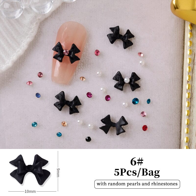 5pcs Bowknot 3D Decoration with Pearls and Rhinestones Nail Decoration BORN PRETTY 06 