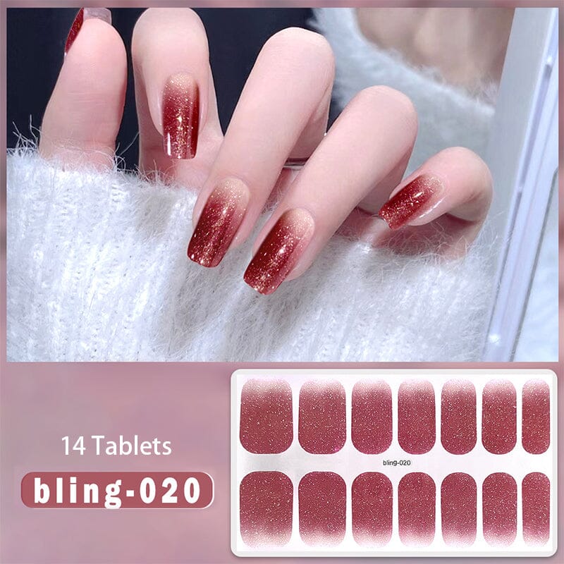 14 Strips Glitter Gel Nail Strips Full Cover Nail Stickers Nail Sticker No Brand bling-020 