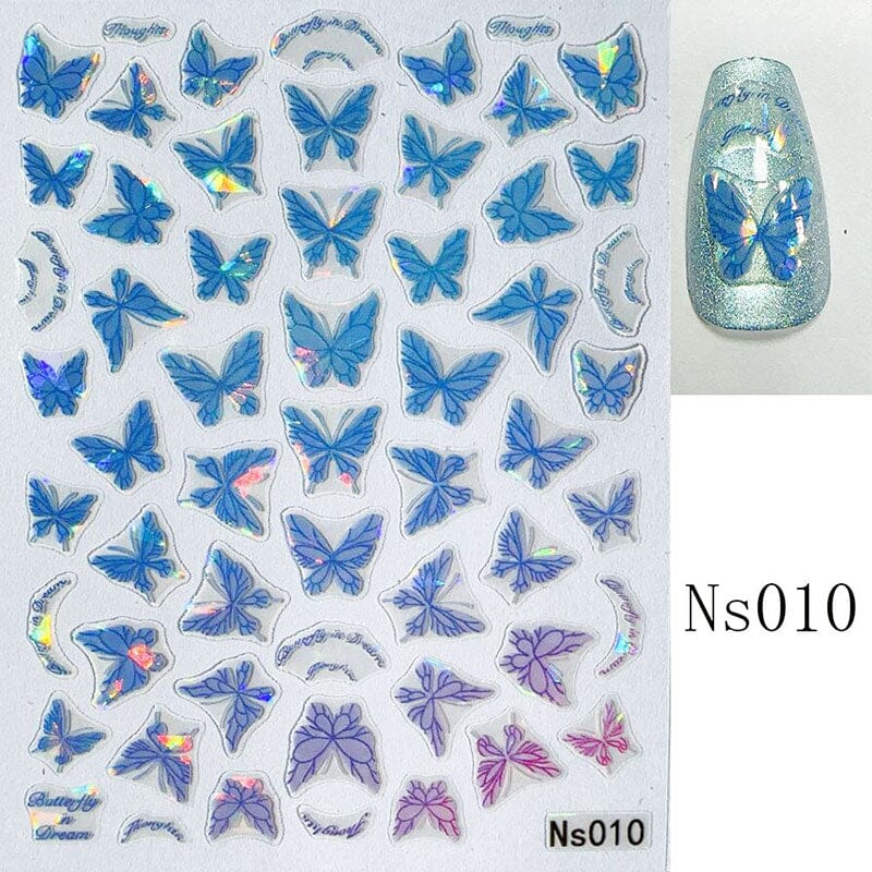 Micro-embossed Colorful Butterfly Nail Sticker Nail Sticker No Brand Ns010 