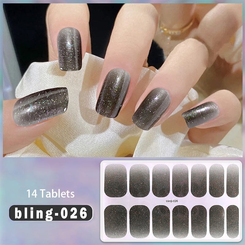 14 Strips Glitter Gel Nail Strips Full Cover Nail Stickers Nail Sticker No Brand bling-026 