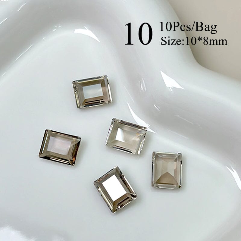 10pcs Rectangular Sugar Cube Rhinestones Nail Art Decoration Nail Decoration No Brand 10 