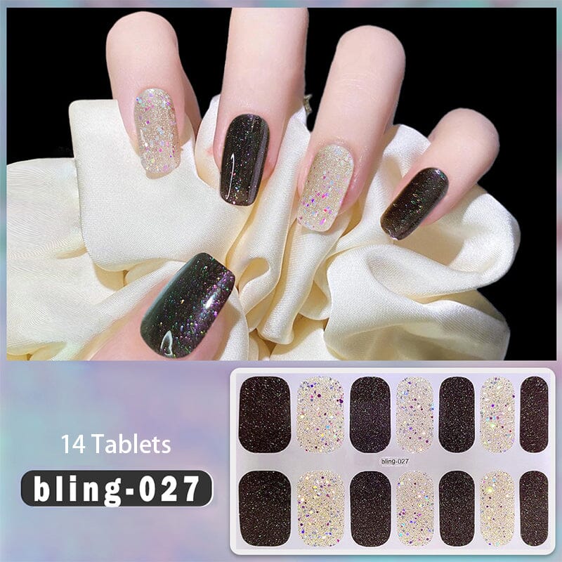 14 Strips Glitter Gel Nail Strips Full Cover Nail Stickers Nail Sticker No Brand bling-027 