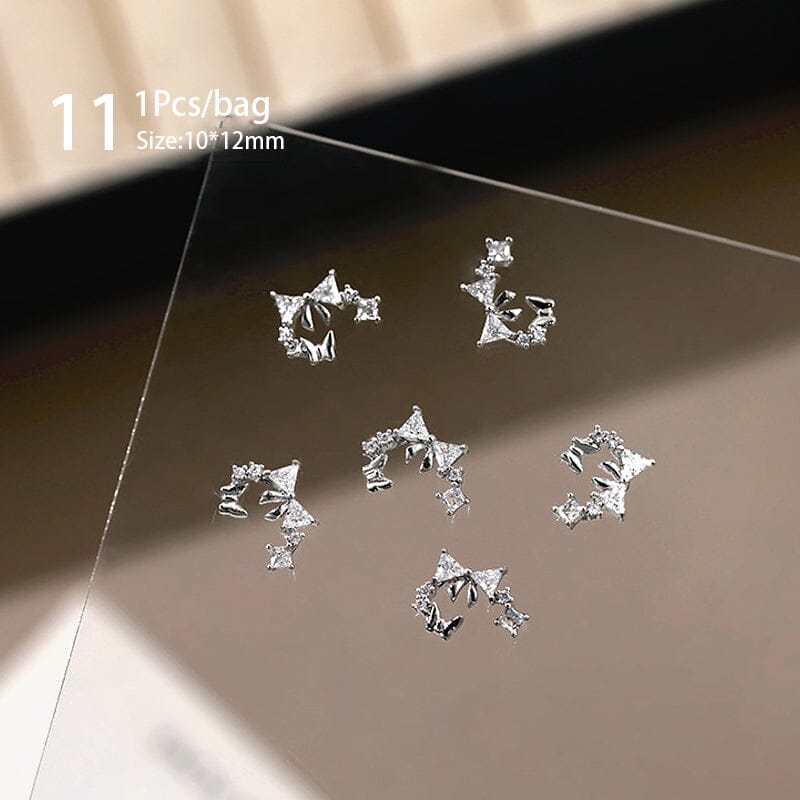 Silver Alloy Butterfly Bowknot Charm Rhinestones Nail Decoration No Brand 11 