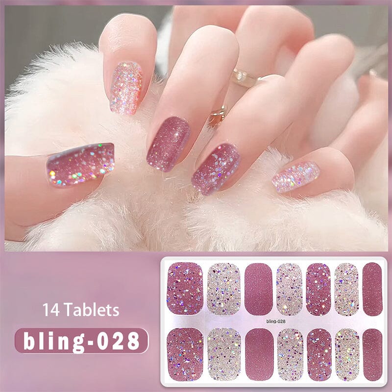 14 Strips Glitter Gel Nail Strips Full Cover Nail Stickers Nail Sticker No Brand bling-028 