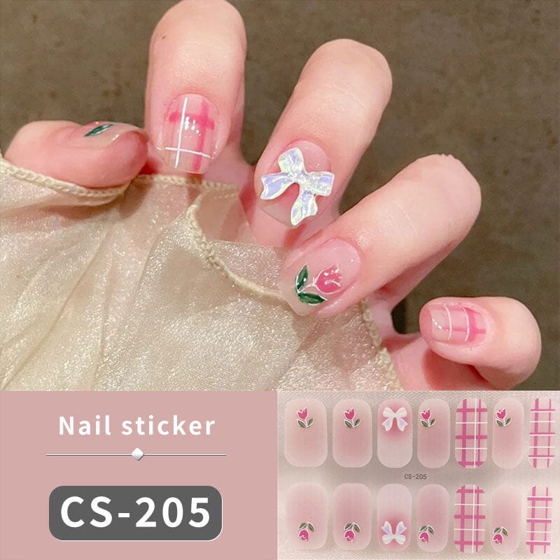 12 Tips Spring Summer Flowers Heart Semi Cured Gel Nail Strips Nail Sticker No Brand CS205 