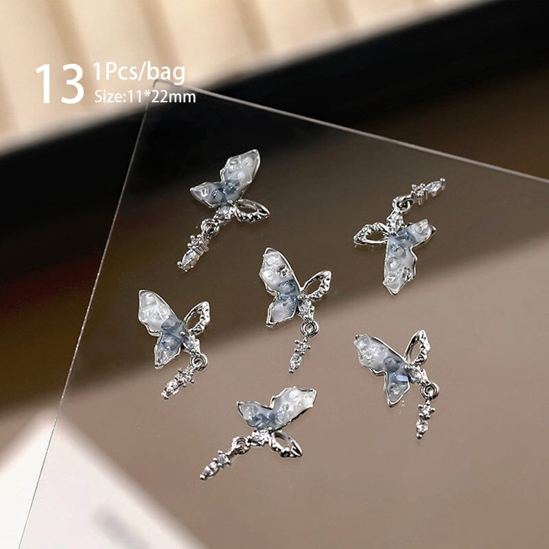 Silver Alloy Butterfly Bowknot Charm Rhinestones Nail Decoration No Brand 13 