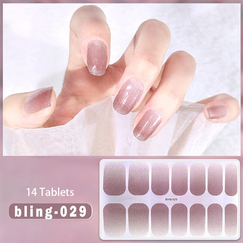 14 Strips Glitter Gel Nail Strips Full Cover Nail Stickers Nail Sticker No Brand bling-029 