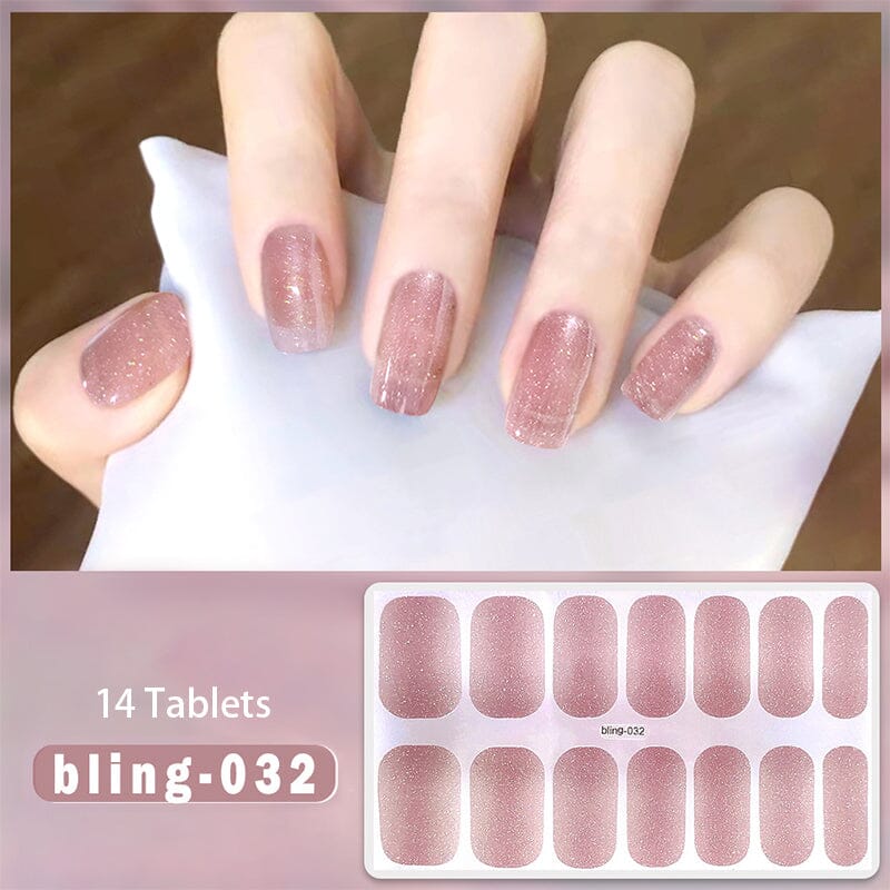 14 Strips Glitter Gel Nail Strips Full Cover Nail Stickers Nail Sticker No Brand bling-032 