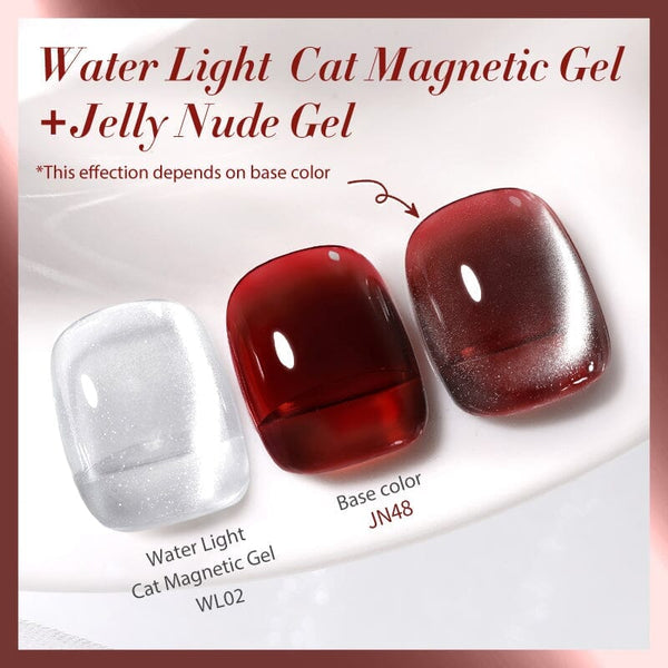 【All Under $9.99】2pcs Set #18 Water Light Cat Magnetic Gel & Jelly Nude Gel Gel Nail Polish BORN PRETTY 