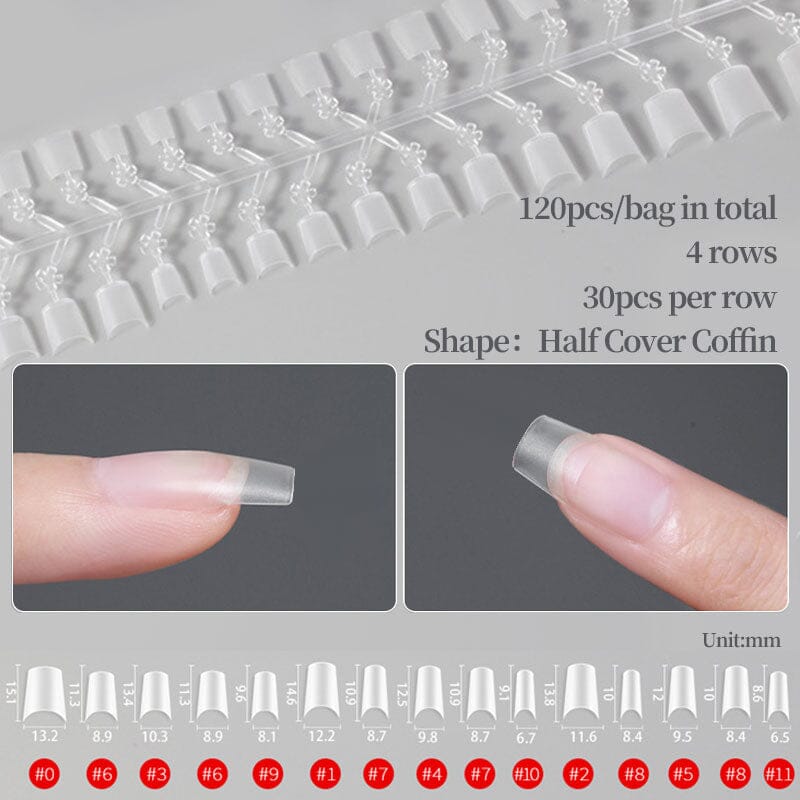 120pcs Matte Clear Short Half Cover Coffin Oval False Nail Tips DIY Nails No Brand Coffin 