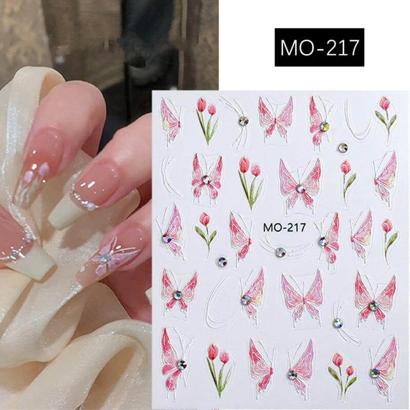 Cherry Butterfly 3D Nail Sticker Nail Sticker No Brand MO-217 