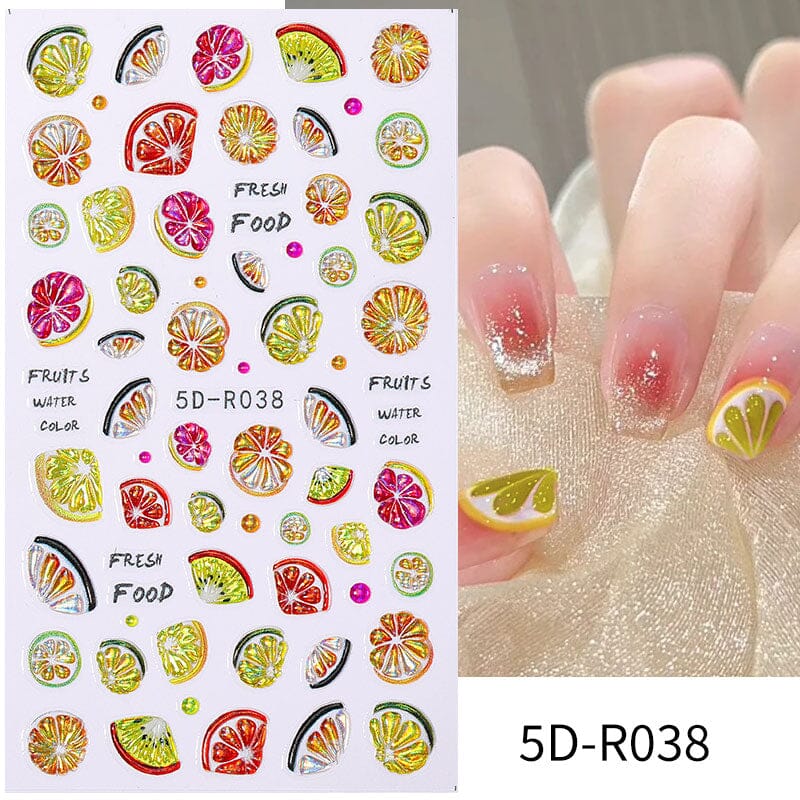 Fruit Flower Butterfly 5D Nail Stickers Nail Sticker No Brand 5D-R038 