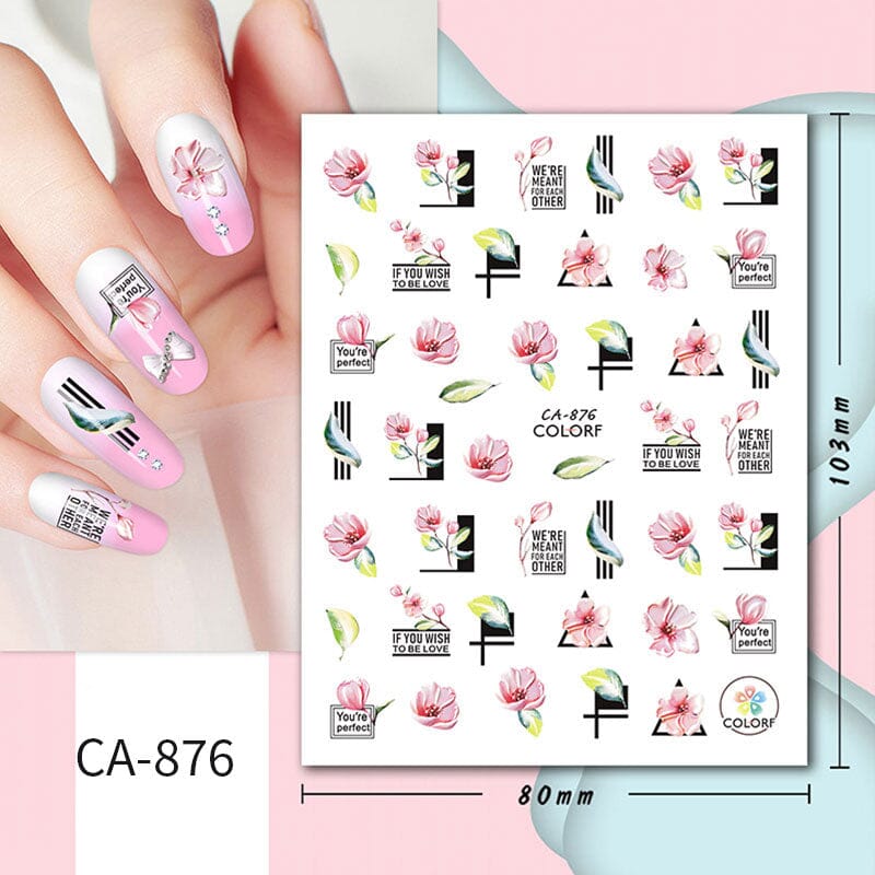 Flowers Butterfly Spring Summer 3D Nail Stickers Nail Sticker No Brand CA-876 