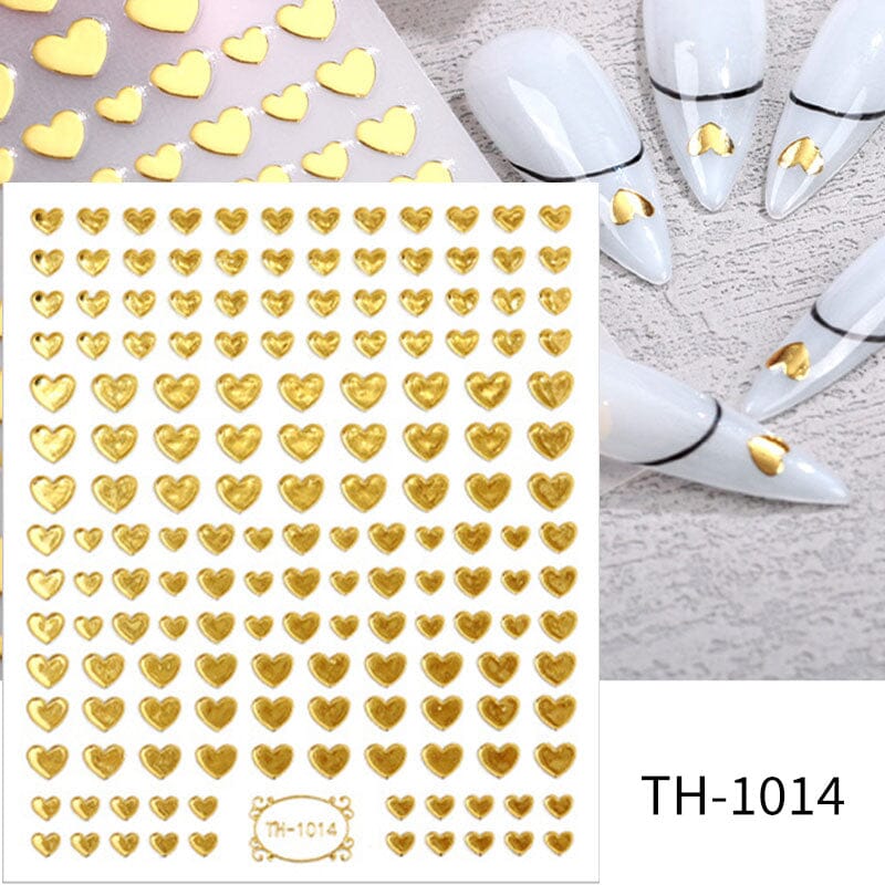 Gold Laser Hollow Heart 3D Nail Sticker Nail Sticker No Brand TH-1014 