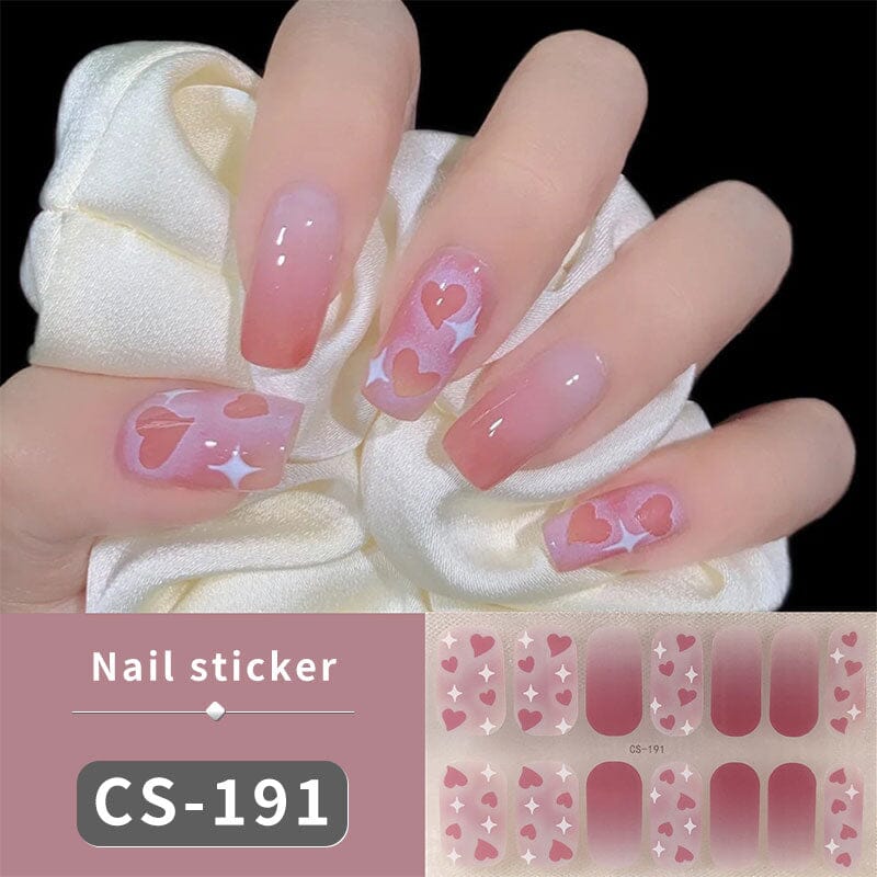 12 Tips Spring Summer Flowers Heart Semi Cured Gel Nail Strips Nail Sticker No Brand CS191 