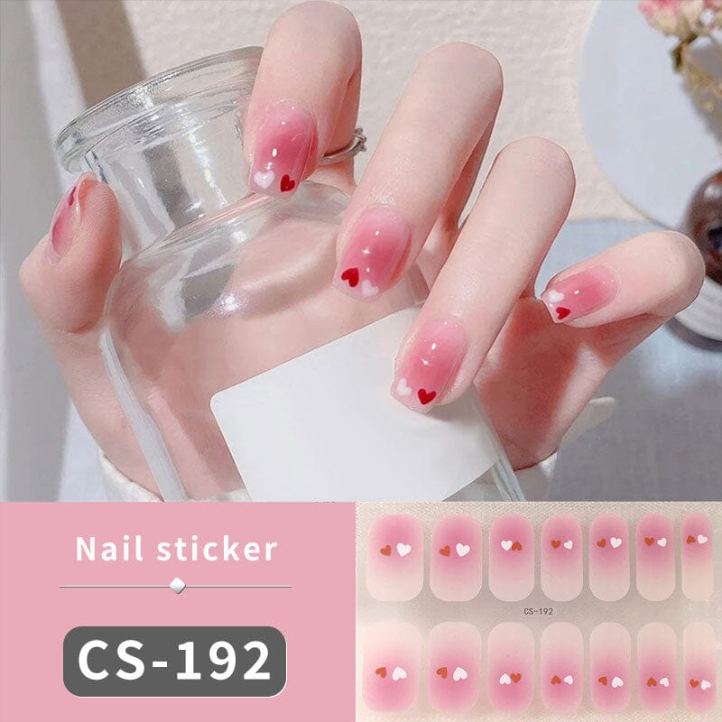 12 Tips Spring Summer Flowers Heart Semi Cured Gel Nail Strips Nail Sticker No Brand CS192 